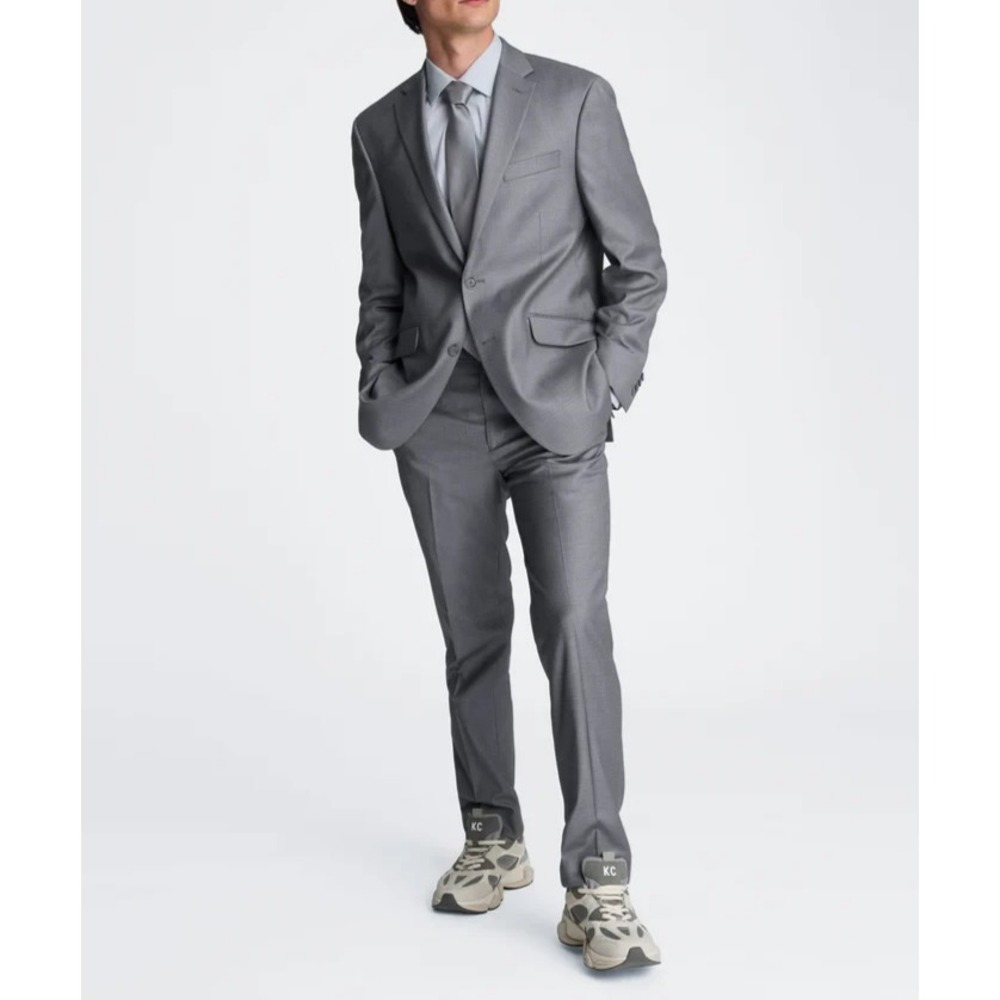 Kenneth Cole Reaction Mens 2-pc Suit grey Stretch 36R 30W 32L